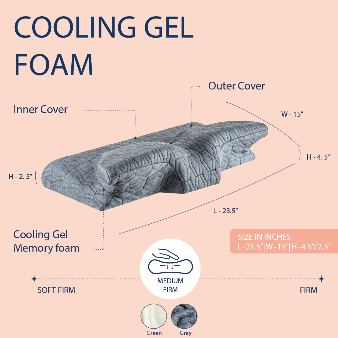 Grey Oak - Cooling Gel Neck Pillow - Butterfly - Medium Firm